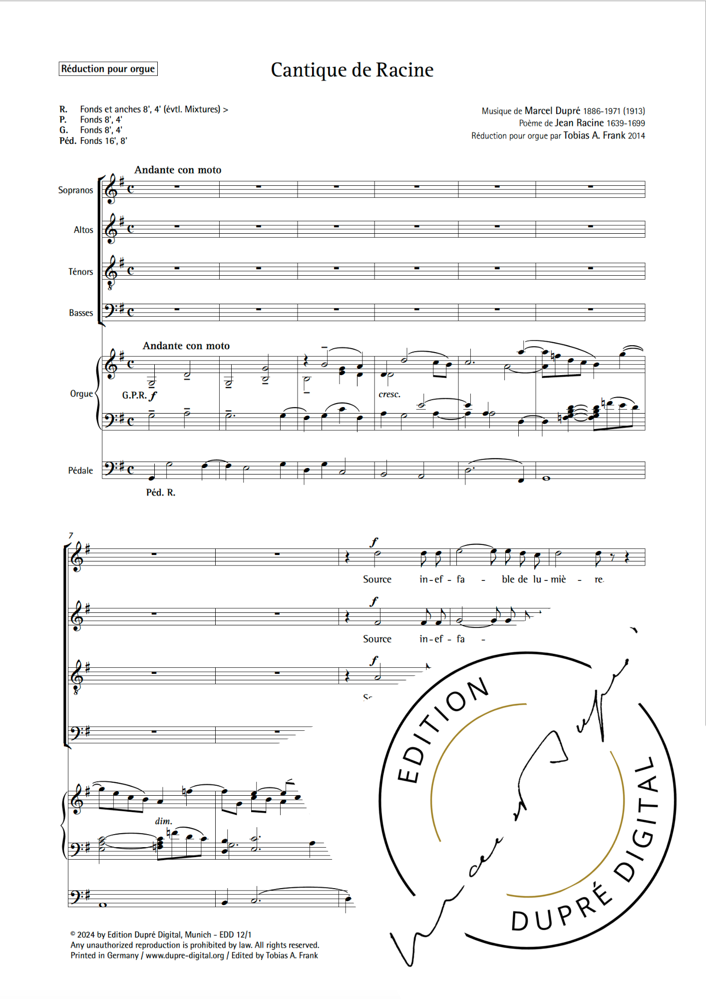 Marcel Dupré: Cantique de Racine