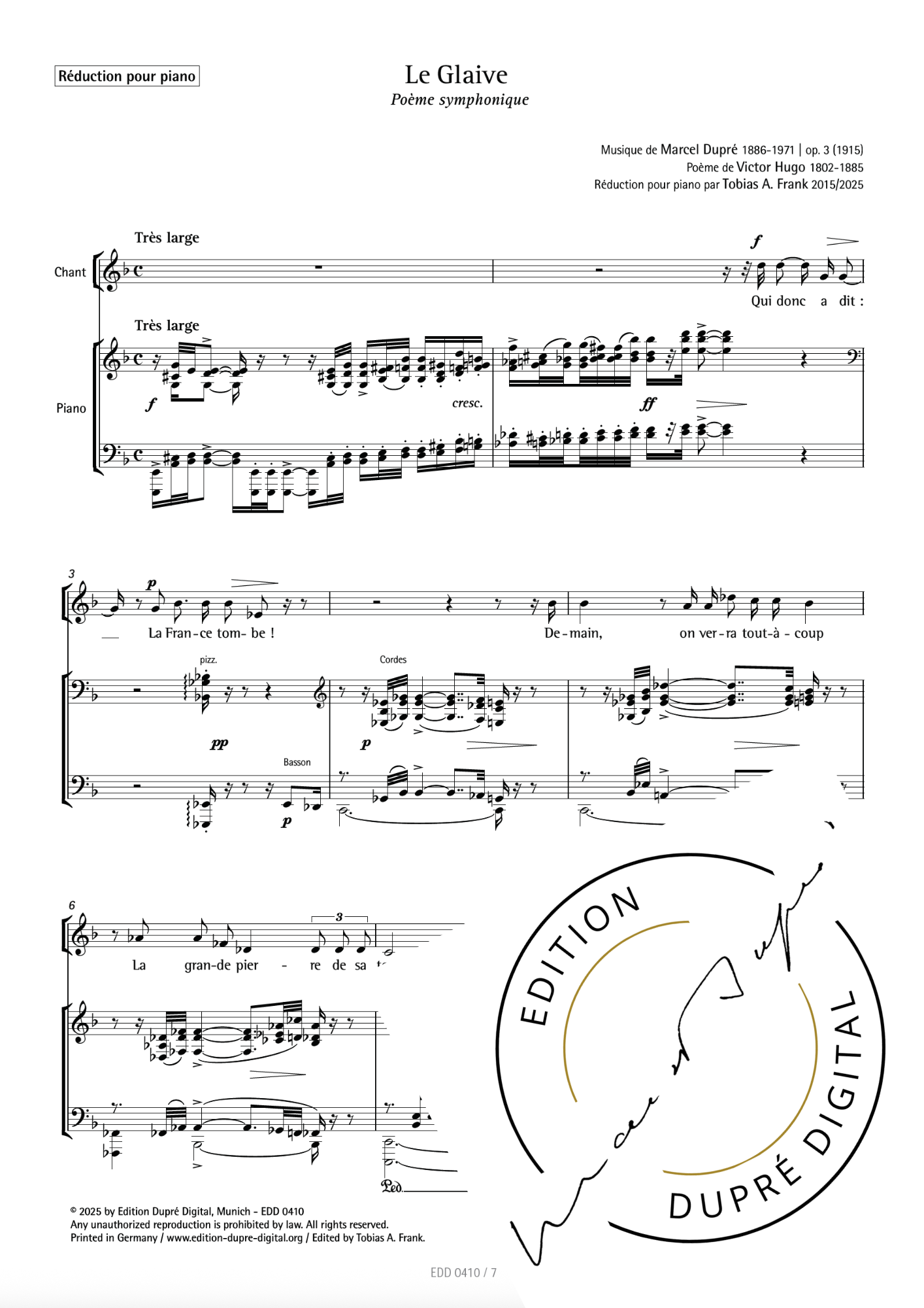 Marcel Dupré: Le Glaive op. 3