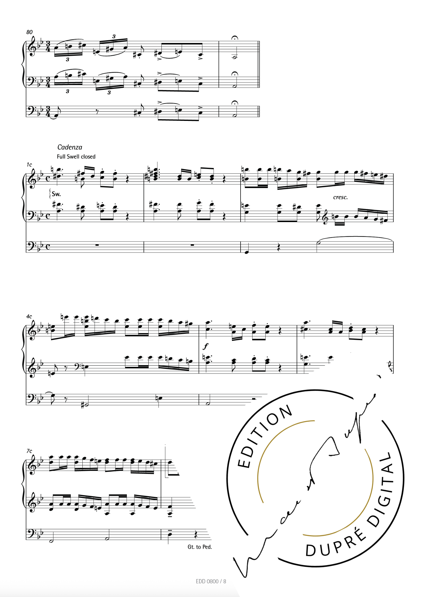 Marcel Dupré: Cadence pour le concerto n° 9 de Haendel