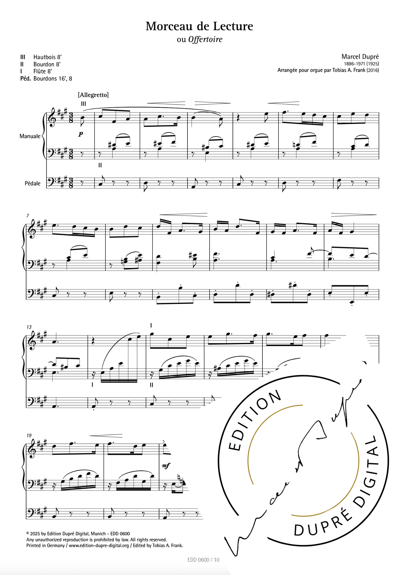 Marcel Dupré: Quatre nouvelles pièces pour Orgue