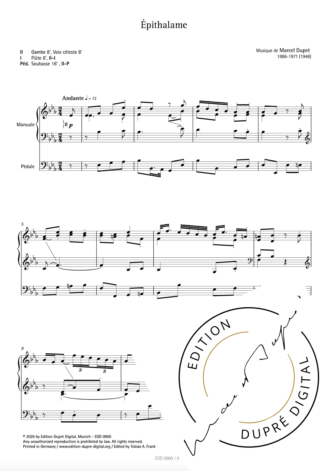 Marcel Dupré: Épithalame