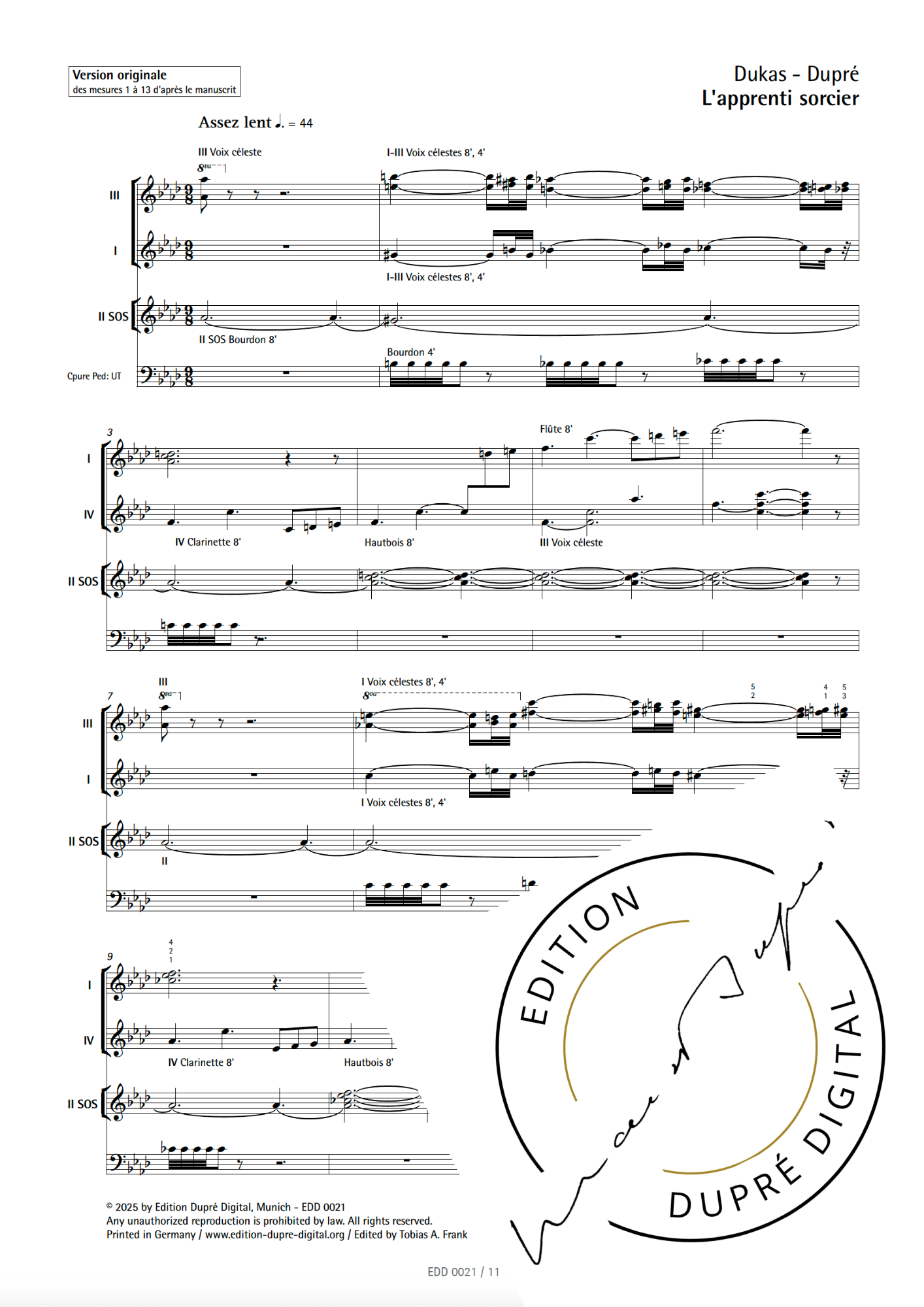 Dukas: L'apprenti sorcier (transcr. M. Dupré)