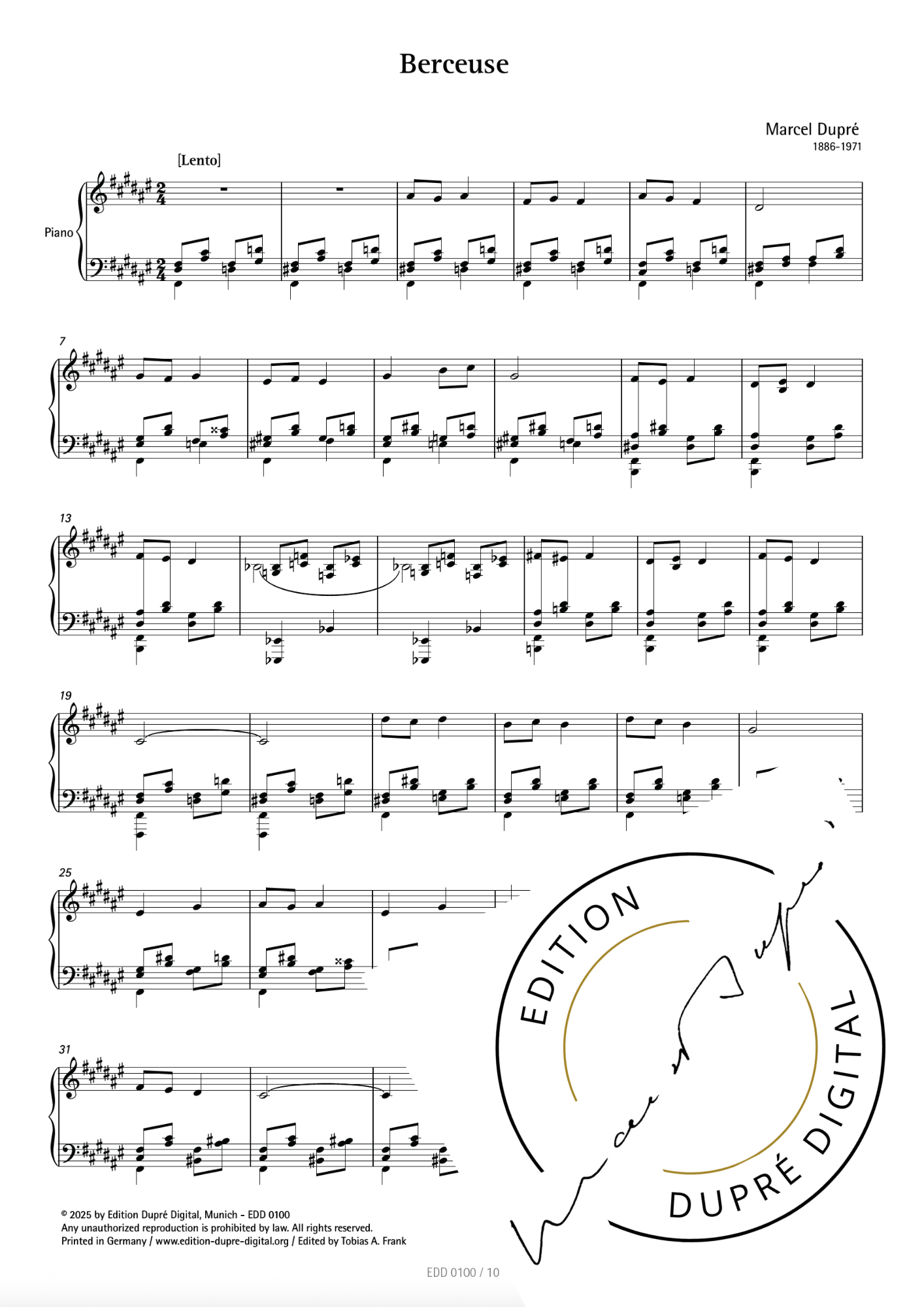 Marcel Dupré: Trois nouvelles pièces pour piano